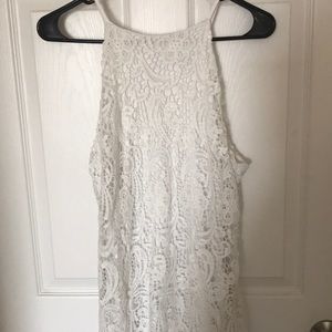 White lace dress with white slip